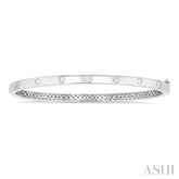 3/8 ctw Flush Bezel Set Diamond Fashion Bangle in 14K White Gold